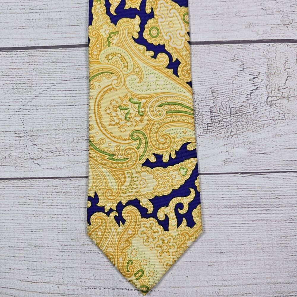 Hugo Boss Paisley 100% Silk Jacquard VINTAGE Retro 90s Designer Luxury Tie